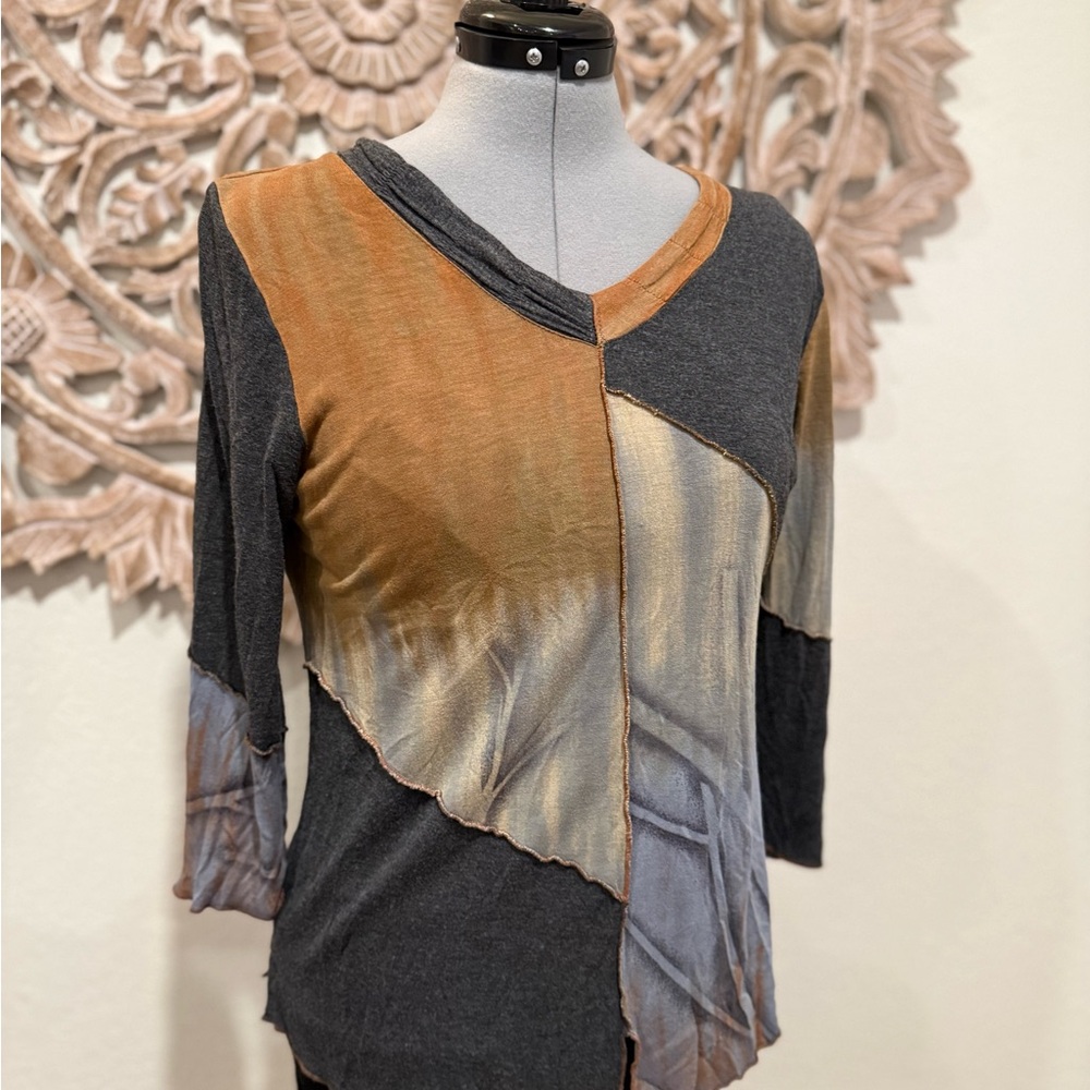 Parsley & Sage Artistic Patchwork Long Sleeve Top